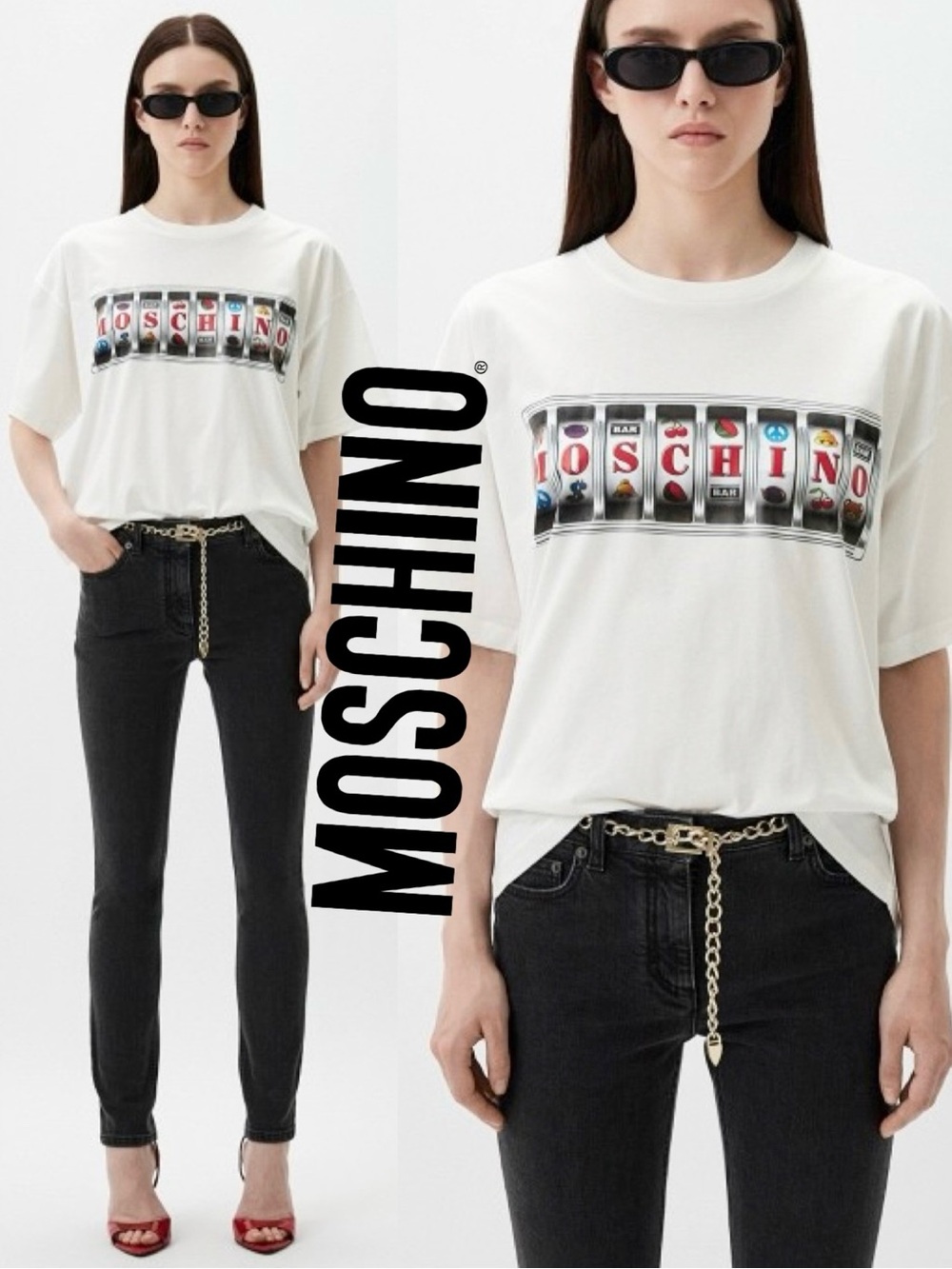 MOSCHINO COUTURE Printed Graphic Cotton Tee